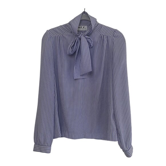 Vintage~ Womens Size 10~ Purple~ Secretary Blouse~ Puff Sleeve HighCollar tie - Picture 1 of 9